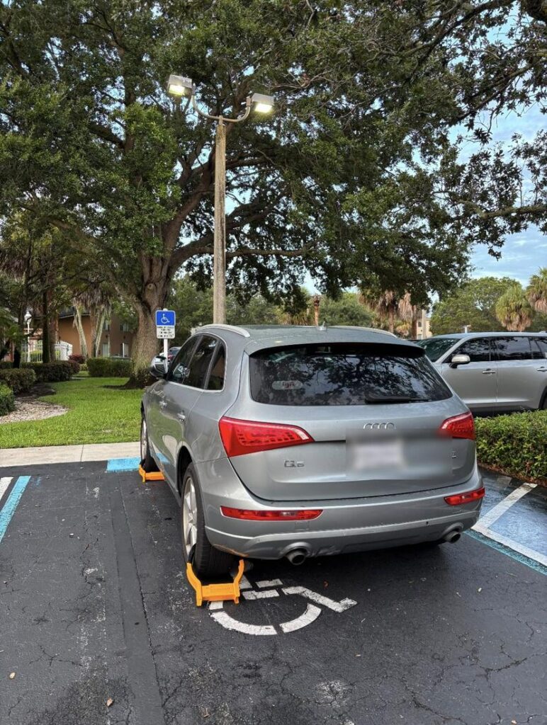 Booted SUV in an accessible parking space